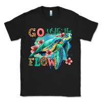 Black go with the flow floral turtle Classic Tee - Jasminsmagicworld
