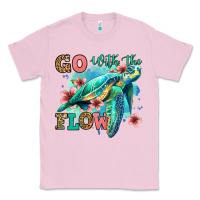 Bubblegum Pink go with the flow floral turtle Classic Tee - Jasminsmagicworld