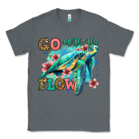 Charcoal Heather go with the flow floral turtle Classic Tee - Jasminsmagicworld
