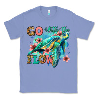 Colony Blue go with the flow floral turtle Classic Tee - Jasminsmagicworld