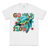 Go With The Flow Floral Turtle Classic Tee | Teevron