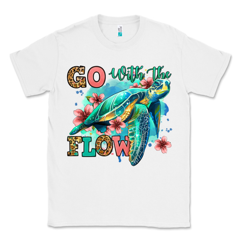 Go With The Flow Floral Turtle Classic Tee by Jasminsmagicworld | Teevron