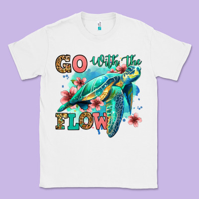 Go With The Flow Floral Turtle Classic Tee Designed By Jasminsmagicworld