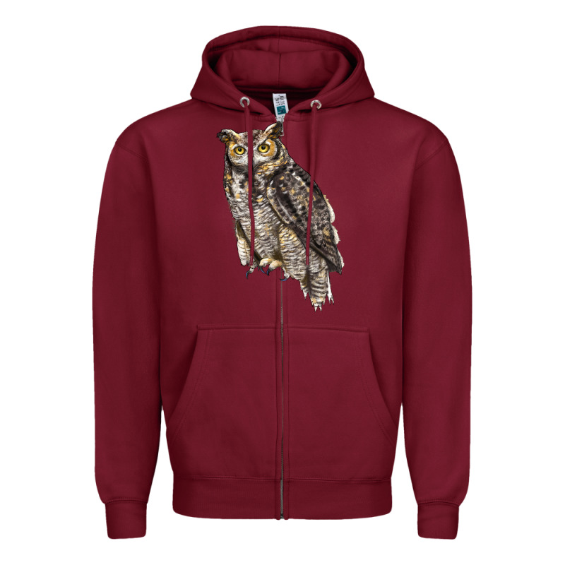 Great Horned Owl Zipper Hoodie by LillyAllenDesigns | Teevron