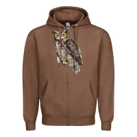 Chestnut Great Horned Owl Zipper Hoodie - LillyAllenDesigns