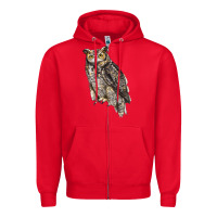 Red Great Horned Owl Zipper Hoodie - LillyAllenDesigns