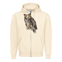 Sandshell Great Horned Owl Zipper Hoodie - LillyAllenDesigns