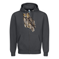 Smoke Great Horned Owl Zipper Hoodie - LillyAllenDesigns