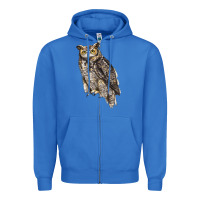True Royal Great Horned Owl Zipper Hoodie - LillyAllenDesigns