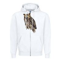 White Great Horned Owl Zipper Hoodie - LillyAllenDesigns