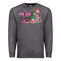 Charcoal Heather freezing to death skeleton Premium Sweatshirt - MaliasSmallBusiness