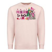 Pale Pink freezing to death skeleton Premium Sweatshirt - MaliasSmallBusiness