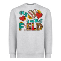 Heather Grey my heart is on that field baseball Heavyweight Sweatshirt - HRA Design Shop