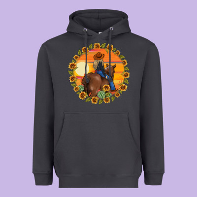 Cowgirl Sunflower Heavyweight Hoodie Designed By Maliassmallbusiness