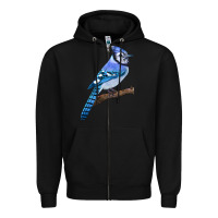Black Blue Jay Bird Zipper Hoodie - LillyAllenDesigns