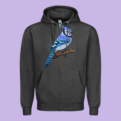 Blue Jay Bird Zipper Hoodie Designed By Lillyallendesigns