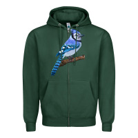 Sports Green Blue Jay Bird Zipper Hoodie - LillyAllenDesigns