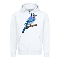 White Blue Jay Bird Zipper Hoodie - LillyAllenDesigns