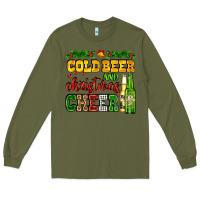 Army Green cold beer and christmas cheer with beer bottles Long Sleeve Tee - AdoDesignShop