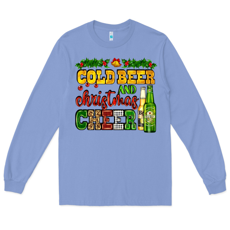Cold Beer And Christmas Cheer With Beer Bottles Long Sleeve Tee by AdoDesignShop | Teevron