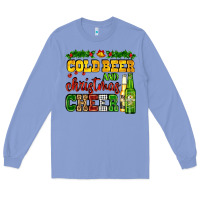 Colony Blue cold beer and christmas cheer with beer bottles Long Sleeve Tee - AdoDesignShop