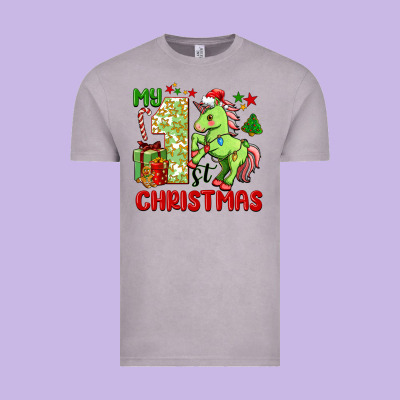 My First Christmas Unicorn Vintage Tee Designed By Fadigitalartstudio