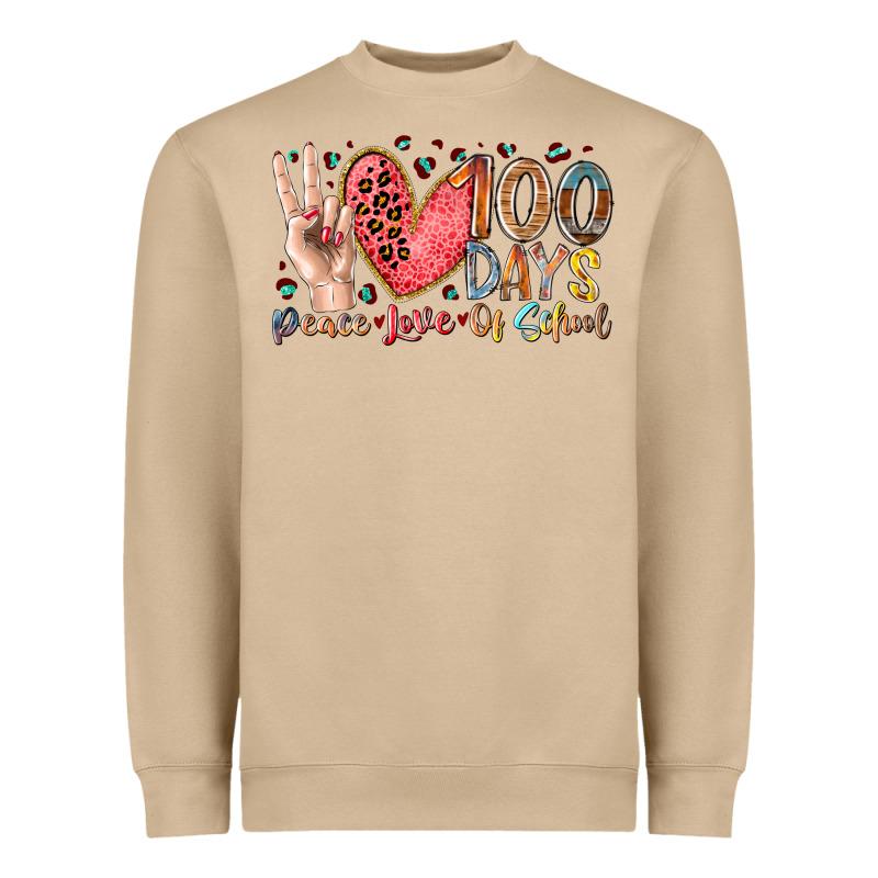 Peace Love 100 Days Of School Heavyweight Sweatshirt by RacoonDesign | Teevron