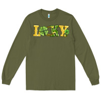 Army Green lucky horseshoe and four leaf clover Long Sleeve Tee - AdoDesignShop