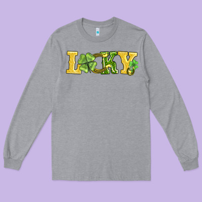 Lucky Horseshoe And Four Leaf Clover Long Sleeve Tee Designed By Adodesignshop