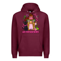 Burgundy cat mom  life gnome Premium Hoodie - BarkalooDesign
