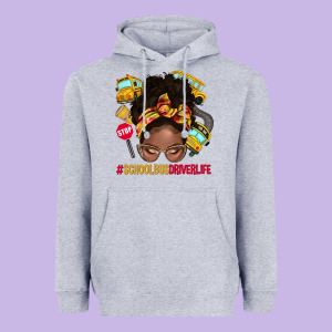 School Bus Driver Life Afro Messy Bun Heavyweight Hoodie Designed By Nancycooperartshop