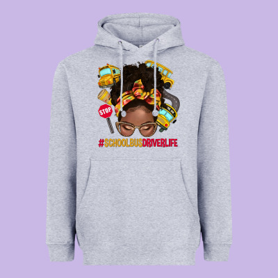 School Bus Driver Life Afro Messy Bun Heavyweight Hoodie Designed By Nancycooperartshop