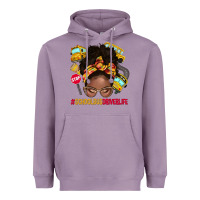Lavender school bus driver life afro messy bun Heavyweight Hoodie - NancyCooperArtShop