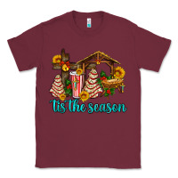 Burgundy tis the seasin with christmas cake abd jesus Classic Tee - AdoDesignShop