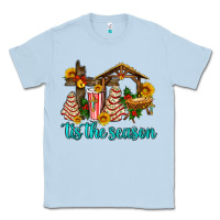 Dusty Blue tis the seasin with christmas cake abd jesus Classic Tee - AdoDesignShop