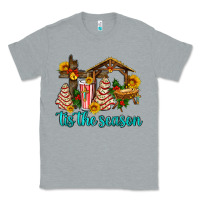 Heather Grey tis the seasin with christmas cake abd jesus Classic Tee - AdoDesignShop