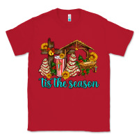 Red tis the seasin with christmas cake abd jesus Classic Tee - AdoDesignShop