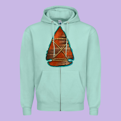 Wooden Arrowhead Zipper Hoodie Designed By Jasminsmagicworld