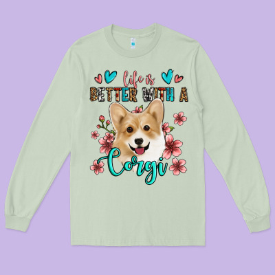 Life Is Better With A Corgi Long Sleeve Tee Designed By Jasminsmagicworld