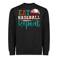 Black eat sleep baseball repeat Heavyweight Sweatshirt - HRA Design Shop