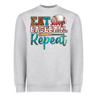 Heather Grey eat sleep baseball repeat Heavyweight Sweatshirt - HRA Design Shop