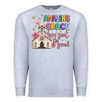 Heather Grey amazing grace how sweet the sound Premium Sweatshirt - MaliasSmallBusiness