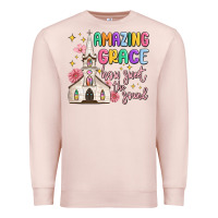 Pale Pink amazing grace how sweet the sound Premium Sweatshirt - MaliasSmallBusiness
