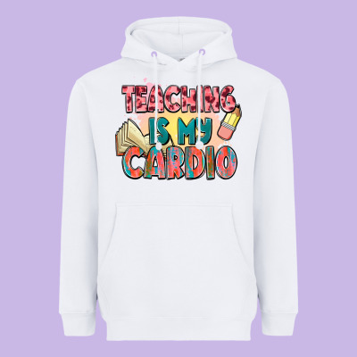 Teaching Is My Cardio Heavyweight Hoodie Designed By Nancycooperartshop