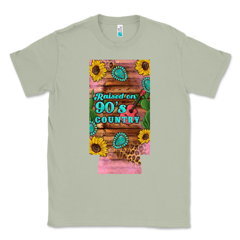 Raised 90's Country Guitar Cactus Sunflower's 12 Oz Can Cooler  (slim) Classic Tee by Artiststas | Teevron