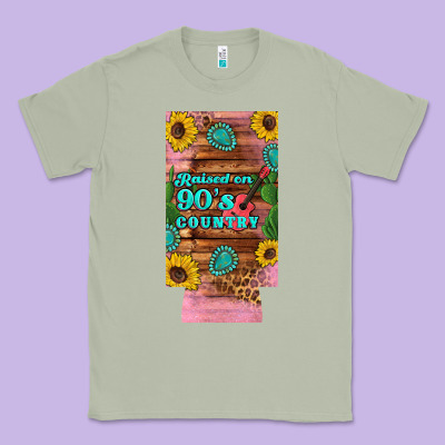 Raised 90's Country Guitar Cactus Sunflower's 12 Oz Can Cooler  (slim) Classic Tee Designed By Artiststas