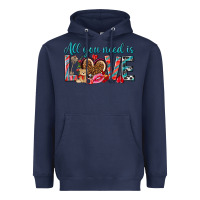Navy all you need is love Heavyweight Hoodie - NancyCooperArtShop