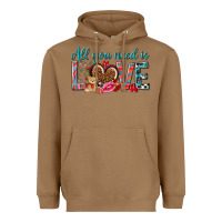Toasted Coconut all you need is love Heavyweight Hoodie - NancyCooperArtShop