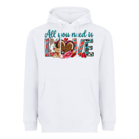 White all you need is love Heavyweight Hoodie - NancyCooperArtShop