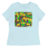 Baby Blue mardi gras fleur de lis and leopard background Ladies Tee - AdoDesignShop